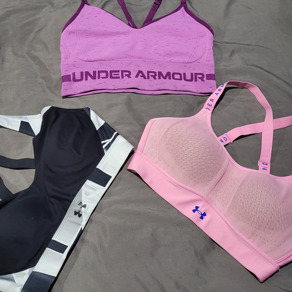 Under Armour Pink and Purple Sports Bra for Intense Workouts